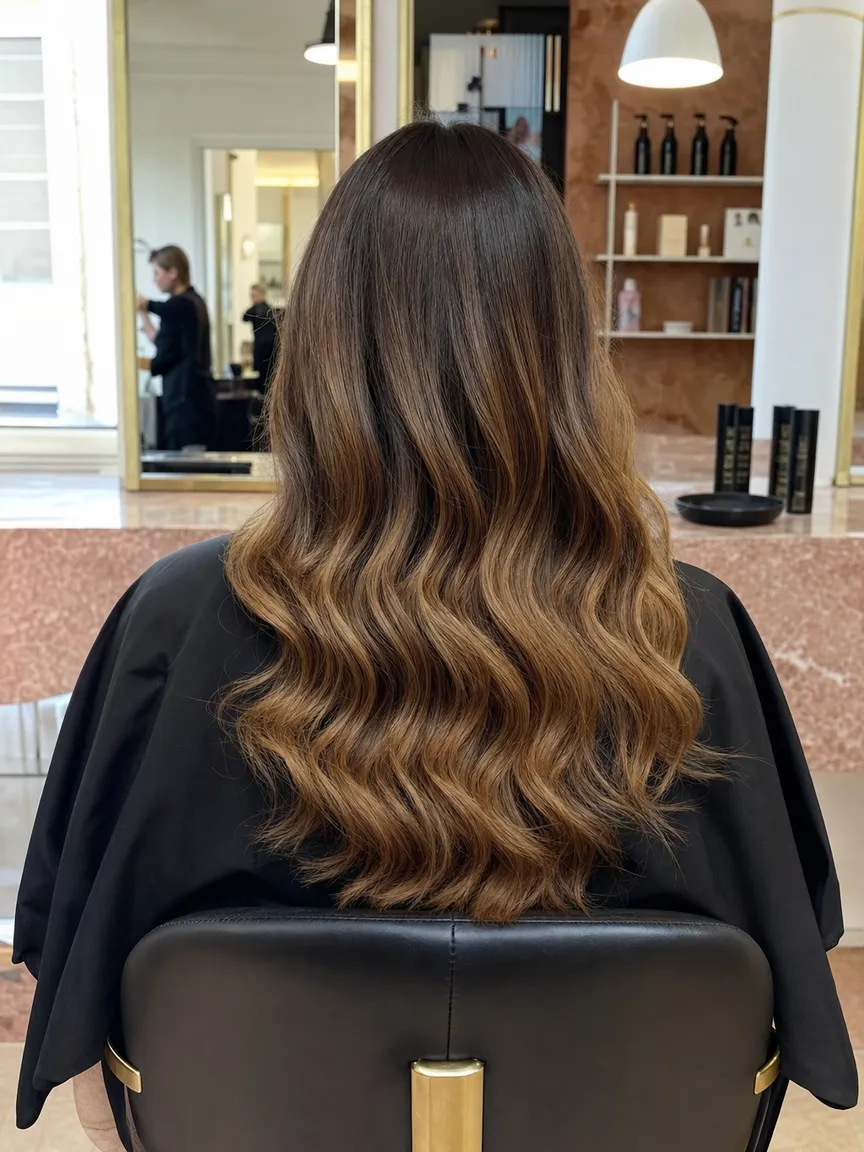 Dopo: capelli lunghi con balayage color miele